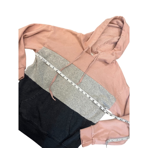 AMERICAN EAGLE Black Grey & Pink Colour Blocked Hooded Pullover Sweatshirt M - Picture 6 of 8